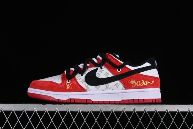 Nike SB Dunk Low Year of the Dragon Limited Edition - Black Swoosh Red Luck High-End Custom Low-Top Casual Sneakers - SJ2068-231