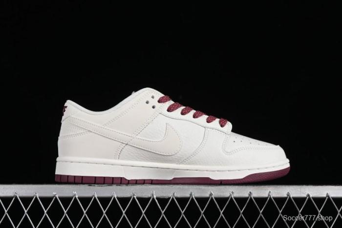 Nike SB Dunk Low Collaboration Three Swooshes Rice Wine Red Color Low-Top Casual Skateboarding Shoes - NK5639-322 1
