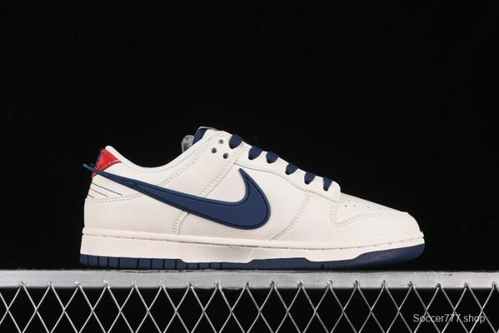 Nike SB Dunk Low Stussy Collaboration - Off White with Big Blue Swoosh Anniversary High-End Custom Low-Top Casual Skate Shoes - XY1688-009