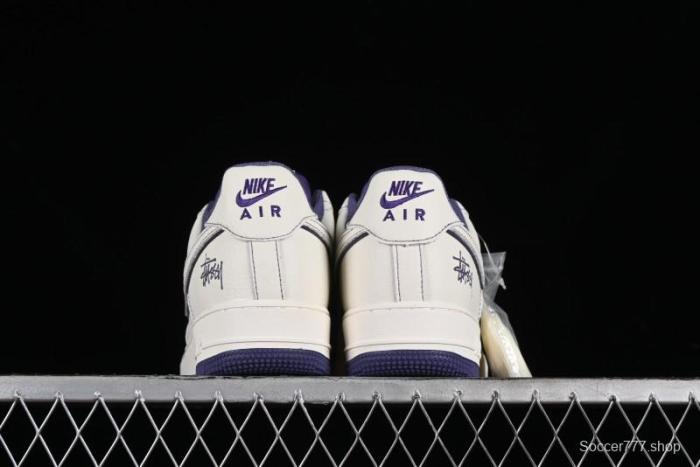 Stussy x Nike Air Force 1 '07 Low Retro Casual Sneakers with Reflective Military Purple - UN1635-222 1
