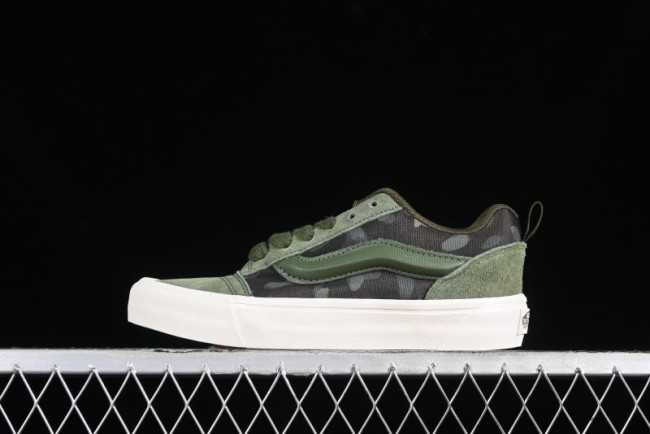 Vans Classics Knu Skool Camo Army Green Chunky Tongue Platform Sneakers - VN0007QC0WD