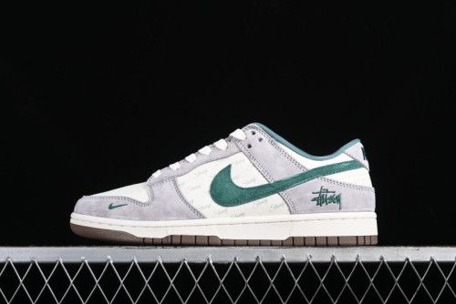 Nike SB Dunk Low Stussy Collaboration - Grey Green Pig Anniversary High-End Custom Low-Top Casual Skate Shoes - CF3688-007