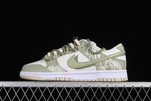 Nike Dunk Low SB Casual Sneakers with Deconstructed Laces and Dragon Well Tea-Inspired Design - DV0831-003
