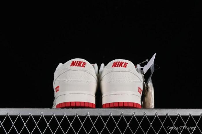 Supreme x Nike SB Dunk Low Anniversary Custom White Red Colorway Low-Top Casual Skate Shoes - BB8657-107 1