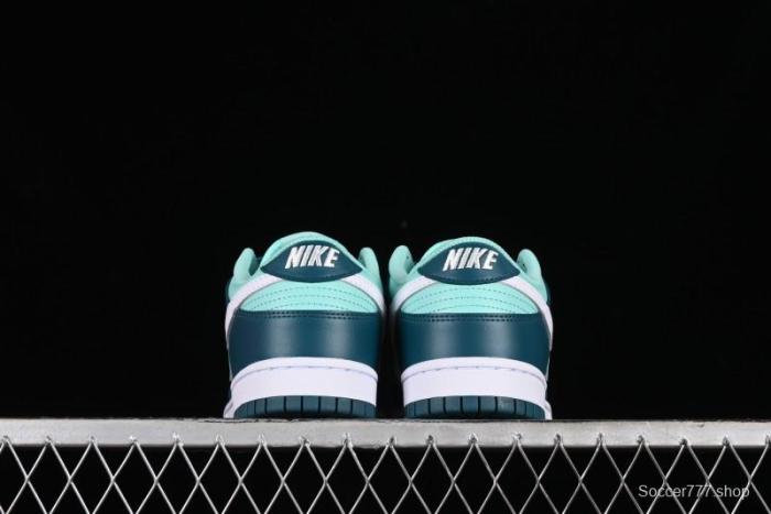 Nike Dunk Low SB Skateboarding Shoes in White and Geode Teal - DD1503-301