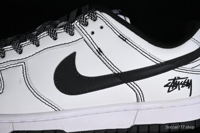 Stussy x Nike Dunk Low SB Skate Shoes in White-Black - FC1688-137 1
