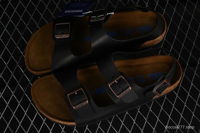Birkenstock Birkenstock Sandals Series Black Leather with Soft Cushioning Cork Midsole - T.D4 1