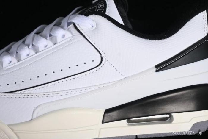 Nike Air Jordan 2/3 Retro Low Top Basketball Shoes in White/Black/Sail/Cement Grey - FD0383-100 1