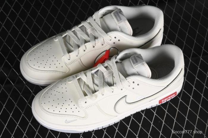 Nike SB Dunk Low Supreme Collaboration - Light Grey Anniversary Customized Low-Top Casual Skate Shoes - DJ2024-005