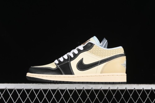 Nike Air Jordan 1 Low  Coconut Milk Black  Casual Basketball Shoes with Team Gold Accents - HQ3437-101