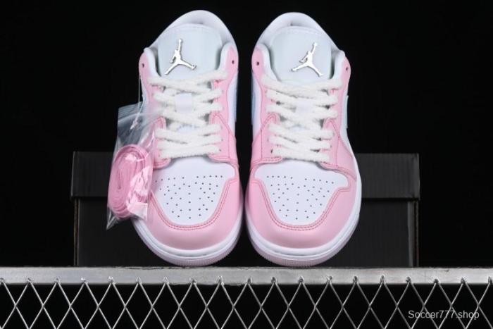 Nike Air Jordan 1 Low  White/Pink Foam/Glacier Blue  Casual Sneakers - HM3706-141