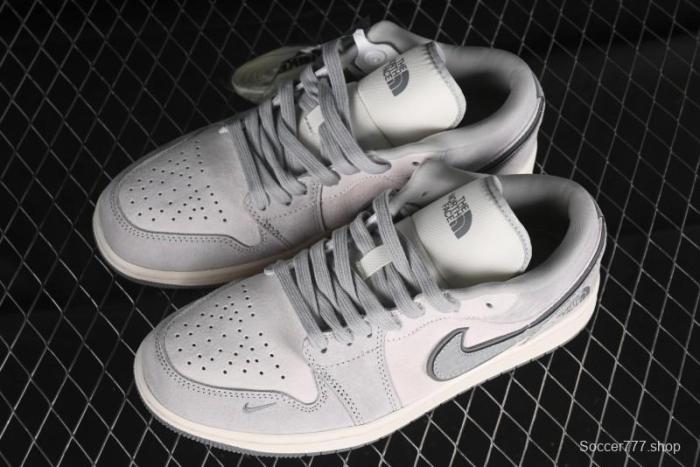 Nike Air Jordan 1 Low AJ1 The North Face Collaboration - Suede Grey Retro Basketball Shoes - DM5688-111