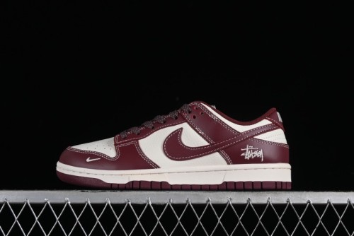 Nike SB Dunk Low Stussy Collaboration - Burgundy Starry Sky Anniversary High-End Custom Low-Top Casual Skate Shoes - BB9898-001 1
