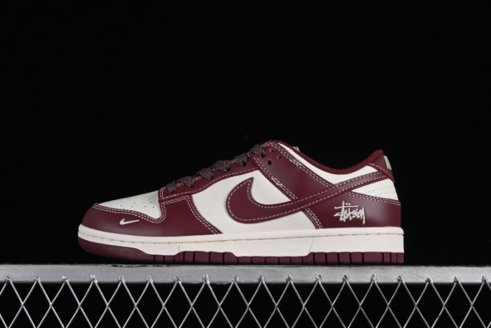 Nike SB Dunk Low Stussy Collaboration - Burgundy Starry Sky Anniversary High-End Custom Low-Top Casual Skate Shoes - BB9898-001 1