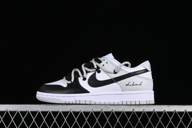 Nike Dunk Low Leather Letter High Street Deconstructed Black Grey SB Strap Low Top Casual Sneakers - DV0831-101