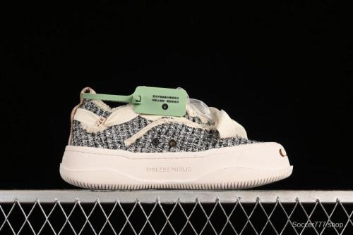SMILEREPUBLIC SMILE Canvas Sneakers with Cut Wool Fringe and Unique Weaving - G.D4 1