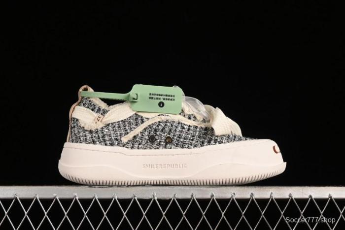 SMILEREPUBLIC SMILE Canvas Sneakers with Cut Wool Fringe and Unique Weaving - G.D4 1