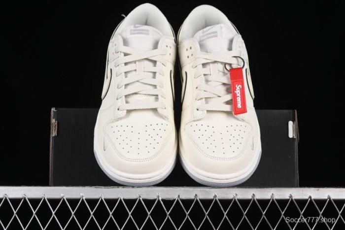 Nike SB Dunk Low Supreme Collaboration - Light Grey Anniversary Customized Low-Top Casual Skate Shoes - DJ2024-005