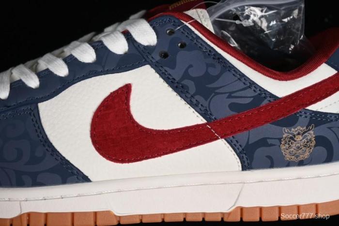 Nike SB Dunk Low Year of the Dragon Limited Edition - Dark Pattern Blue Red Swoosh Anniversary Custom Low-Top Casual Skate Shoes - DQ1098-365 1