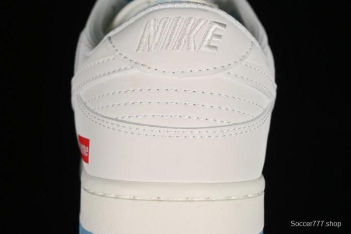 Nike SB Dunk Low Supreme Collaboration - Light Blue Double Swoosh Anniversary Customized Low-Top Casual Sneakers - BB8675-108