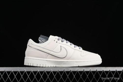 Nike SB Dunk Low Supreme Collaboration - Off White Gray Swoosh Anniversary Custom Low-Top Casual Skate Shoes - DQ1098-392