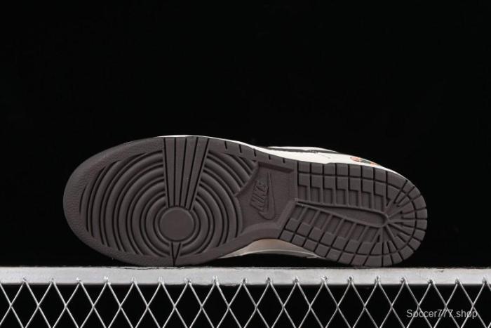 Nike SB Dunk Low Gucci Collaboration - Beige Brown Woven Fabric Anniversary High-End Custom Low-Top Casual Skate Shoes - DQ1098-375