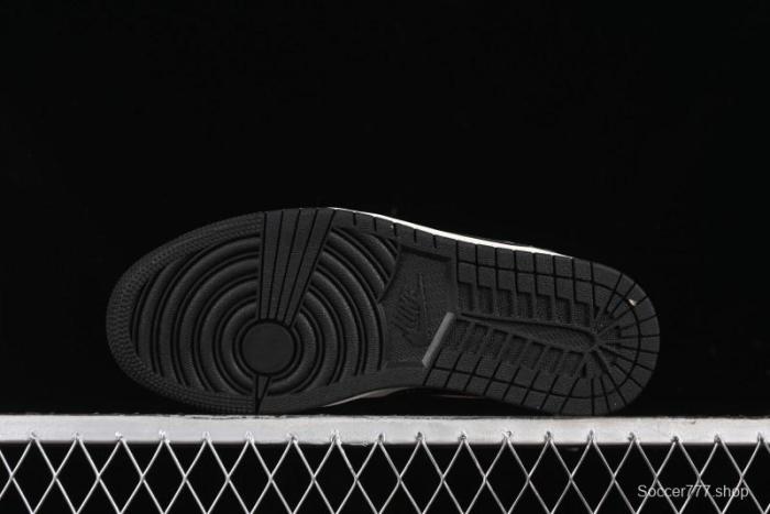 Nike Air Jordan 1 Low Retro Basketball Shoes - Black Velvet Pig Collaboration Custom Design - SJ9950-016