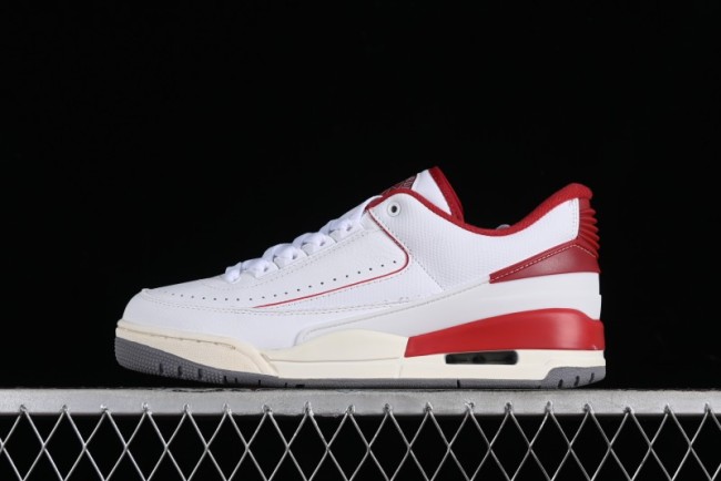 Nike Air Jordan 2/3 Retro Low Top Basketball Shoes in White and Red - FD0383-161 1