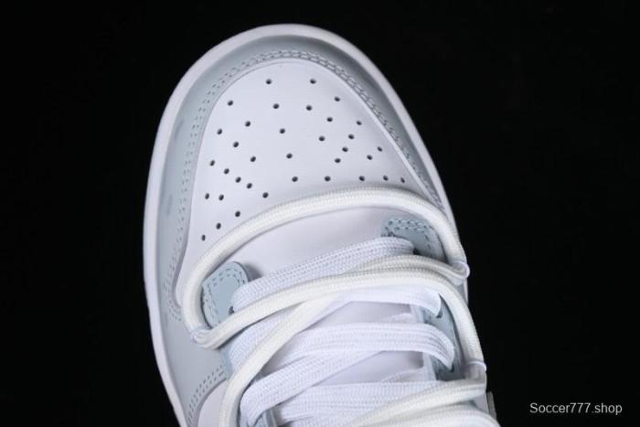 Nike Dunk Low Retro SB Casual Skate Shoes in Light Grey Blue with Silver Swoosh and Deconstructed Straps - HF0730-160 1