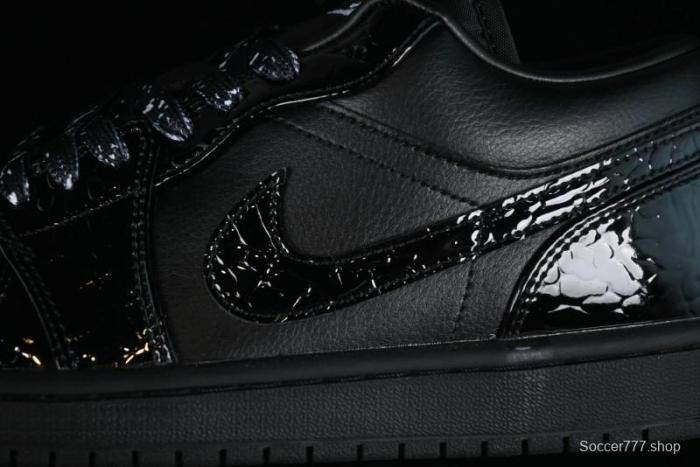 Nike Air Jordan 1 Low  Black Croc  Casual Sneakers with Crocodile-Embossed Leather - HJ7743-010