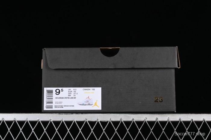 Nike Air Jordan 5 Low Retro Sneakers in White Orange Green Corduroy - CW4204-100 1