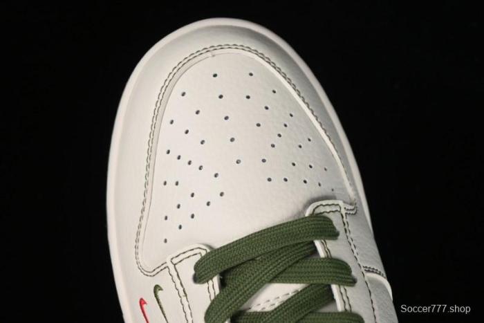 Nike SB Dunk Low Supreme Collaboration - Military Green Double Swoosh Anniversary Custom Low-Top Casual Sneakers - XX2025-319