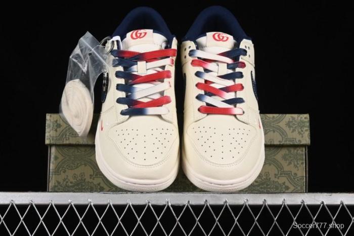 Nike SB Dunk Low Gucci Collaboration - Beige Blue Patchwork Anniversary High-End Custom Low-Top Casual Sneakers - XY1688-003