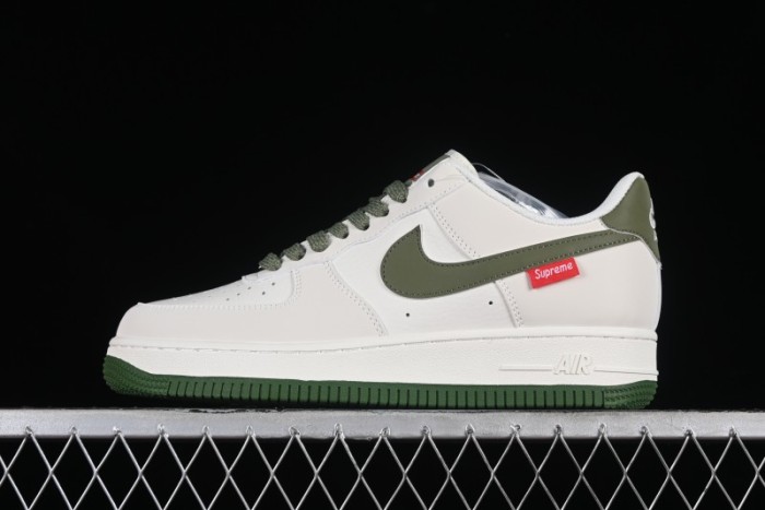 Supreme x Nike Air Force 1'07 Low Beige Green Casual Sneakers with Zoom Air Cushion - HD1968-008 1