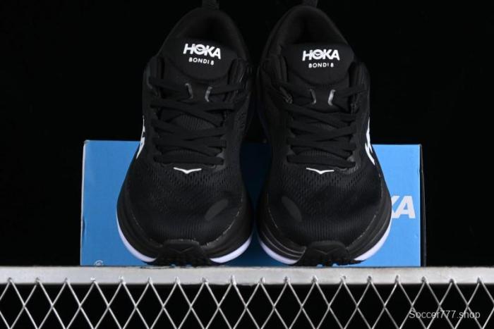 HOKA ONE ONE Bondi 8 Functional Cushioned Running Shoes with Engineered Mesh Upper - 1123202 BWHT 1