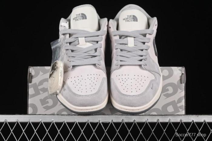 Nike Air Jordan 1 Low AJ1 The North Face Collaboration - Suede Grey Retro Basketball Shoes - DM5688-111