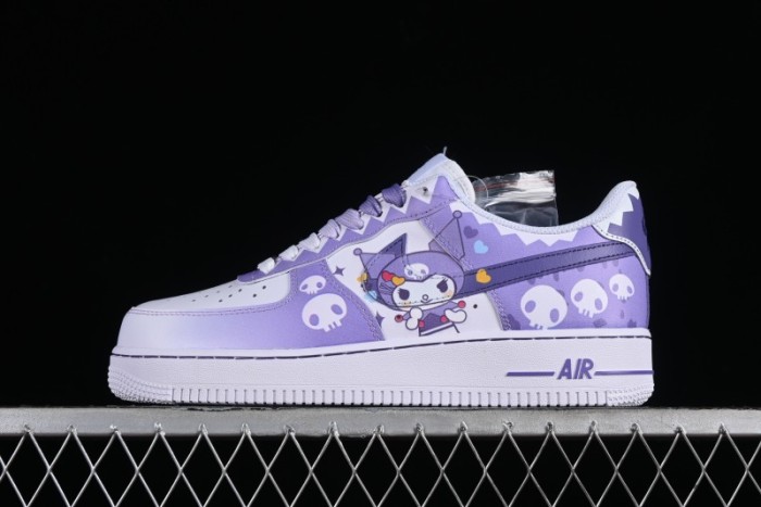 Nike Air Force 1 Low Witch Collaboration Custom Leather Sneakers with Gradient White-Purple and Skull Design - CW2288-111 1