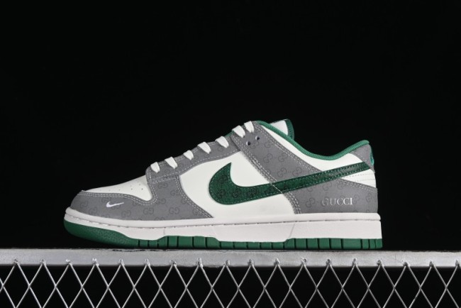 Nike SB Dunk Low Gucci Collaboration - Double G Grey Green Swoosh Anniversary Custom Low-Top Casual Skate Shoes - SF1588-134 1