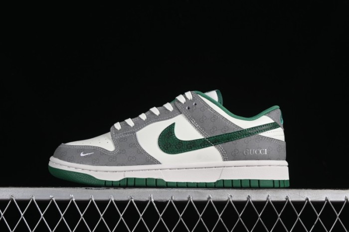 Nike SB Dunk Low Gucci Collaboration - Double G Grey Green Swoosh Anniversary Custom Low-Top Casual Skate Shoes - SF1588-134 1