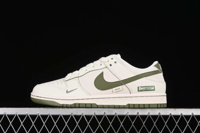 Nike SB Dunk Low Supreme Collaboration - Off White Dark Green Check Anniversary High-End Custom Low-Top Casual Skate Shoes - DQ1098-393