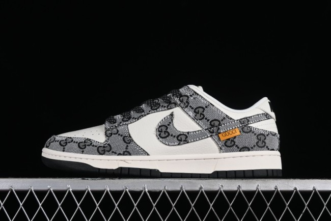 Nike SB Dunk Low Gucci Collaboration - Grey Pattern Anniversary High-End Custom Low-Top Casual Skate Shoes - BB9676-311 1
