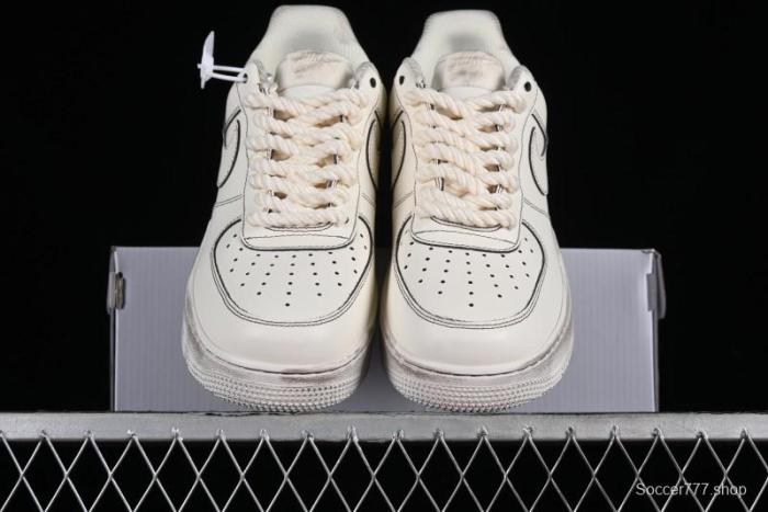 Nike Air Force 1 '07 Low Casual Sneakers with Hemp Rope Laces and Distressed Design - 315122-333 1