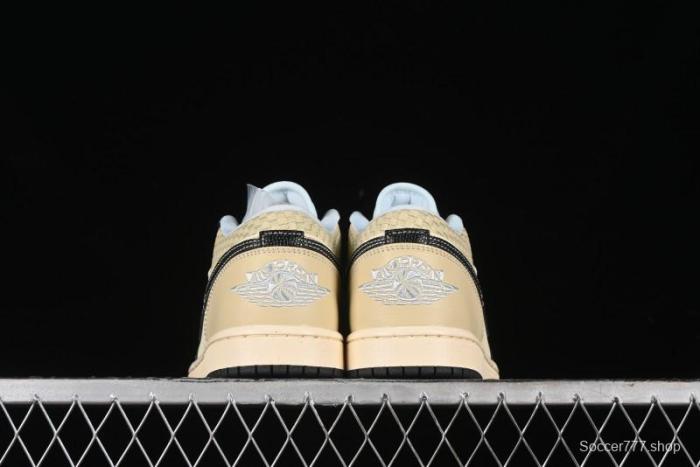 Nike Air Jordan 1 Low  Coconut Milk Black  Casual Basketball Shoes with Team Gold Accents - HQ3437-101