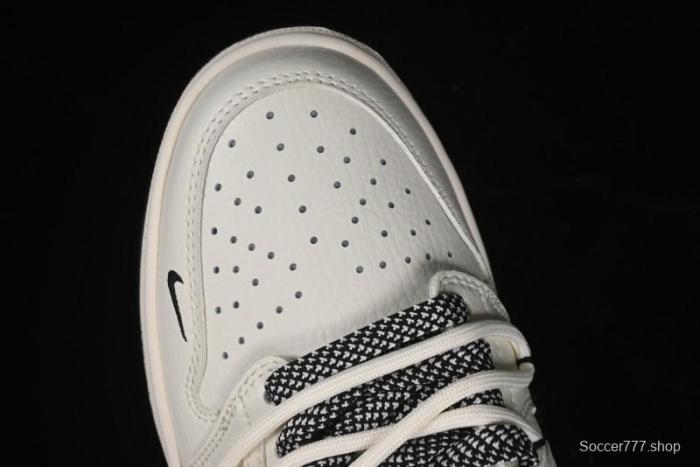 Nike Travis Scott x Fragment Design x Air Jordan 1 Low OG SP AJ1 Black Logo Drawstring Low-Top Casual Sneakers - SJ0086-135