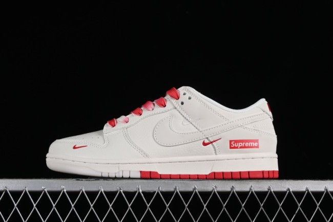 Supreme x Nike SB Dunk Low Anniversary Custom White Red Colorway Low-Top Casual Skate Shoes - BB8657-107 1