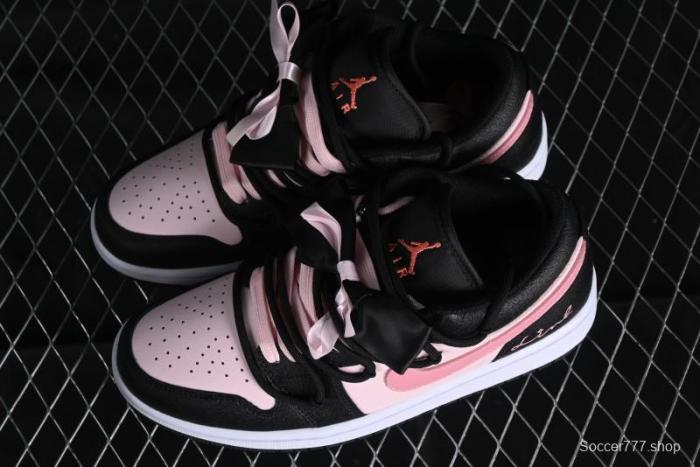 Nike Air Jordan 1 Low AJ1 Retro Basketball Shoes with Black Pink Bow Design - DX4374-008 1