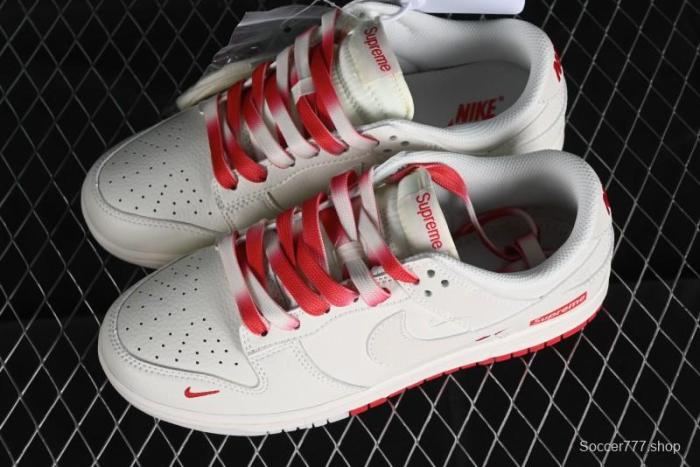 Supreme x Nike SB Dunk Low Anniversary Custom White Red Colorway Low-Top Casual Skate Shoes - BB8657-107 1