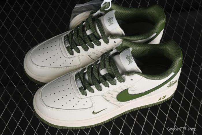 Nike Air Force 1'07 Low Stussy Collaboration - White Mint Green Low-Top Casual Sneakers - XZ3328-003
