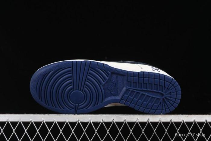 Nike SB Dunk Low OFF-WHITE Collaboration - Beige Navy Swoosh Anniversary Custom Low-Top Casual Skate Shoes - DJ2024-011