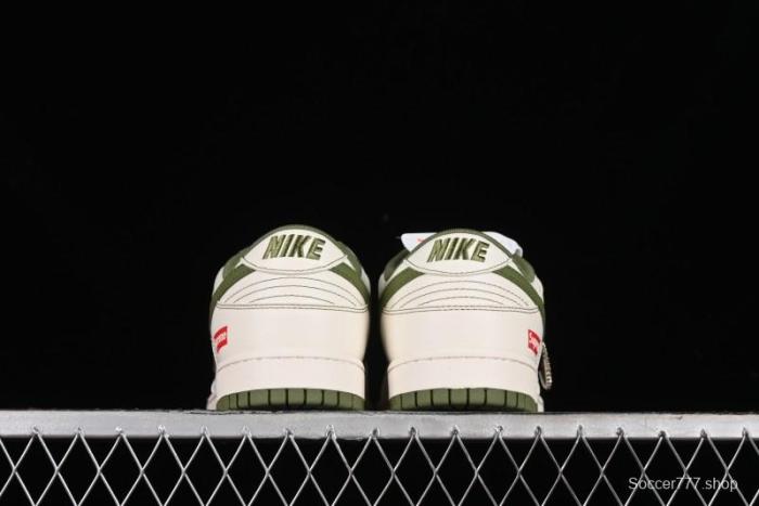 Nike SB Dunk Low Supreme Collaboration - Military Green Double Swoosh Anniversary Custom Low-Top Casual Sneakers - XX2025-319